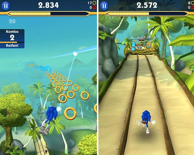Gra Endless Runner Sonic na Androida.