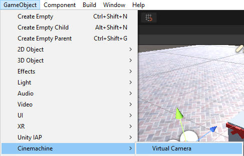Cinemachine tworzy wirtualną kamerę